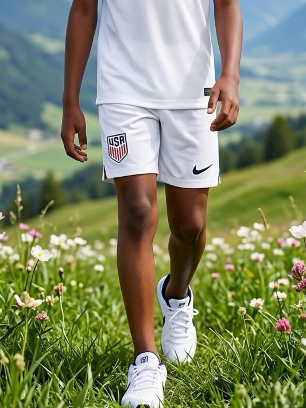 NWT NIKE Youth Unisex White USA Soccer Athletic Shorts - Size XL